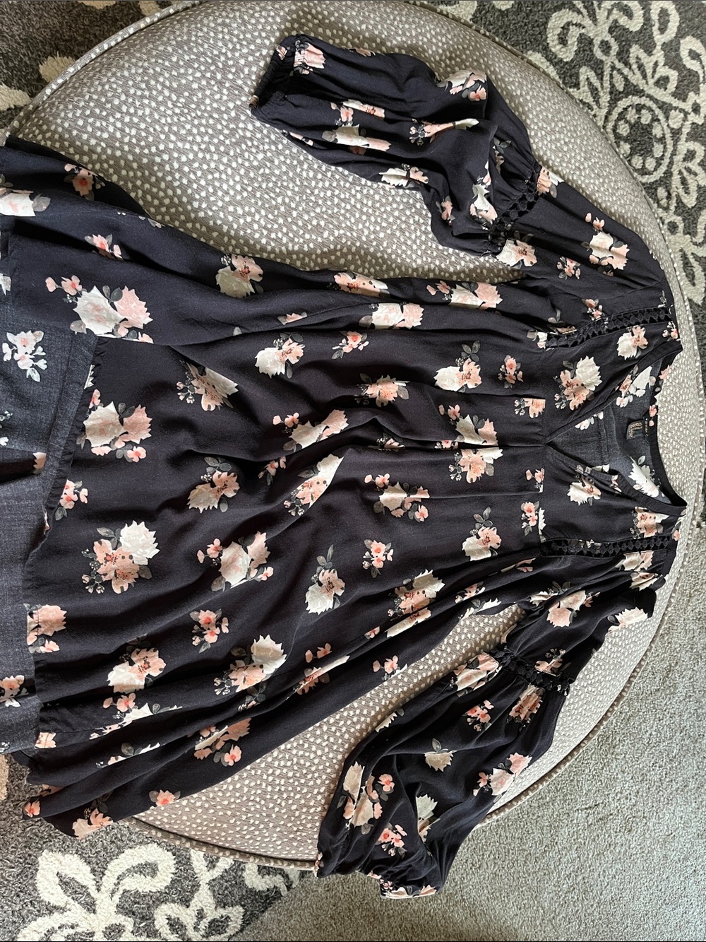 Forever 21 Black Floral Babydoll Dress